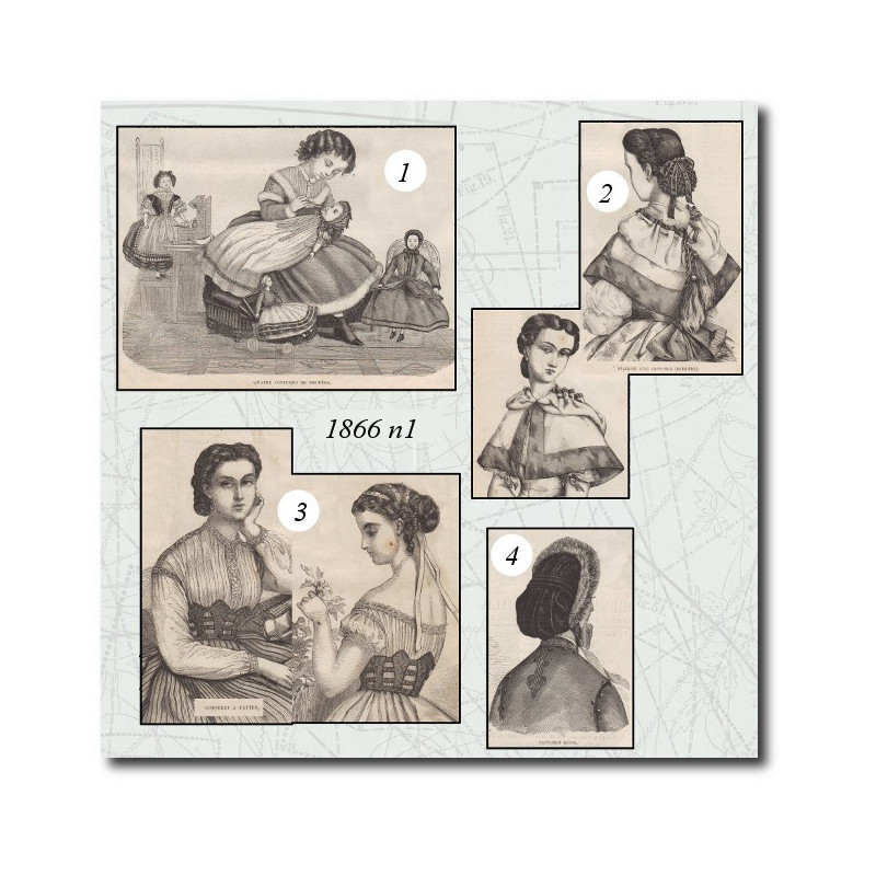 Quatre costumes de poupées