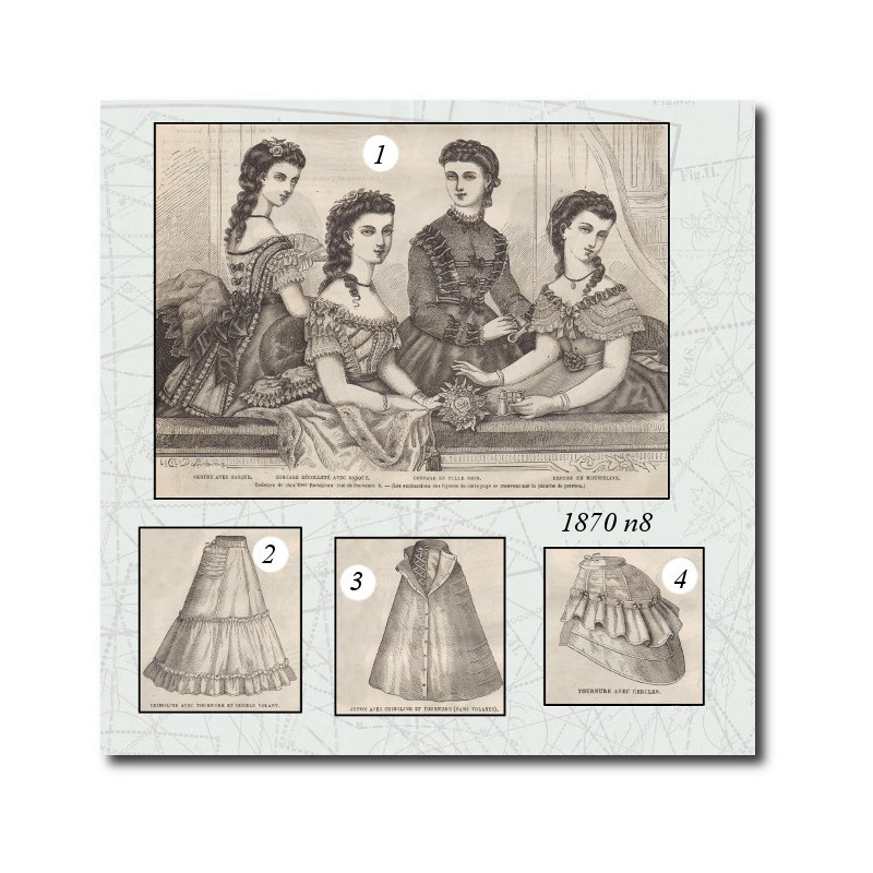 Crinoline avec tournure et double volant
 Jupon avec crinoline et tournure