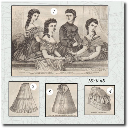 Crinoline avec tournure et double volant
 Jupon avec crinoline et tournure