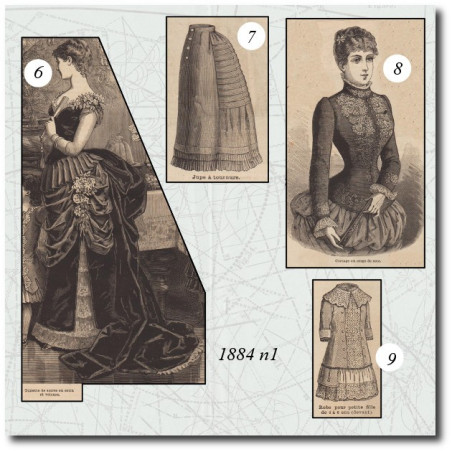 Toilette de soirée en satin et velours
 Jupe à tournure