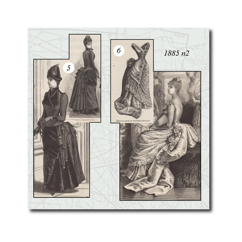 Costume en drap et peluche
 Robe en satin et dentelle